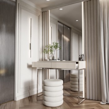 BLANCO GLAMOUR Konsole in Kaschmir auf verchromtem Gestell