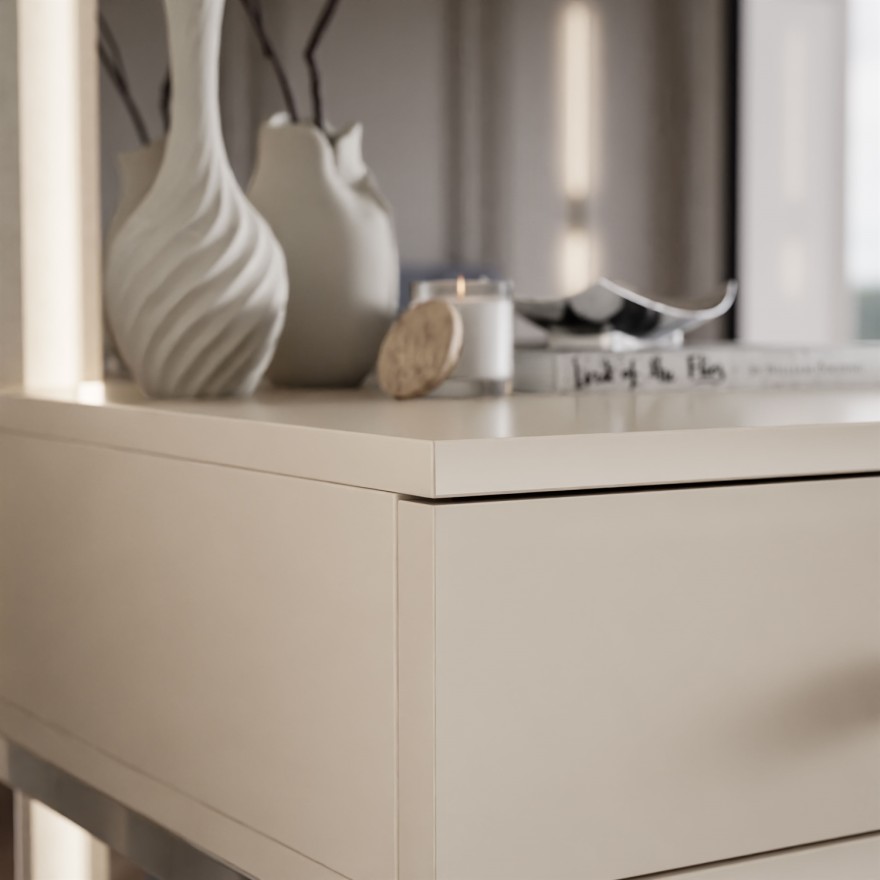 BLANCO GLAMOUR Konsole in Kaschmir auf verchromtem Gestell