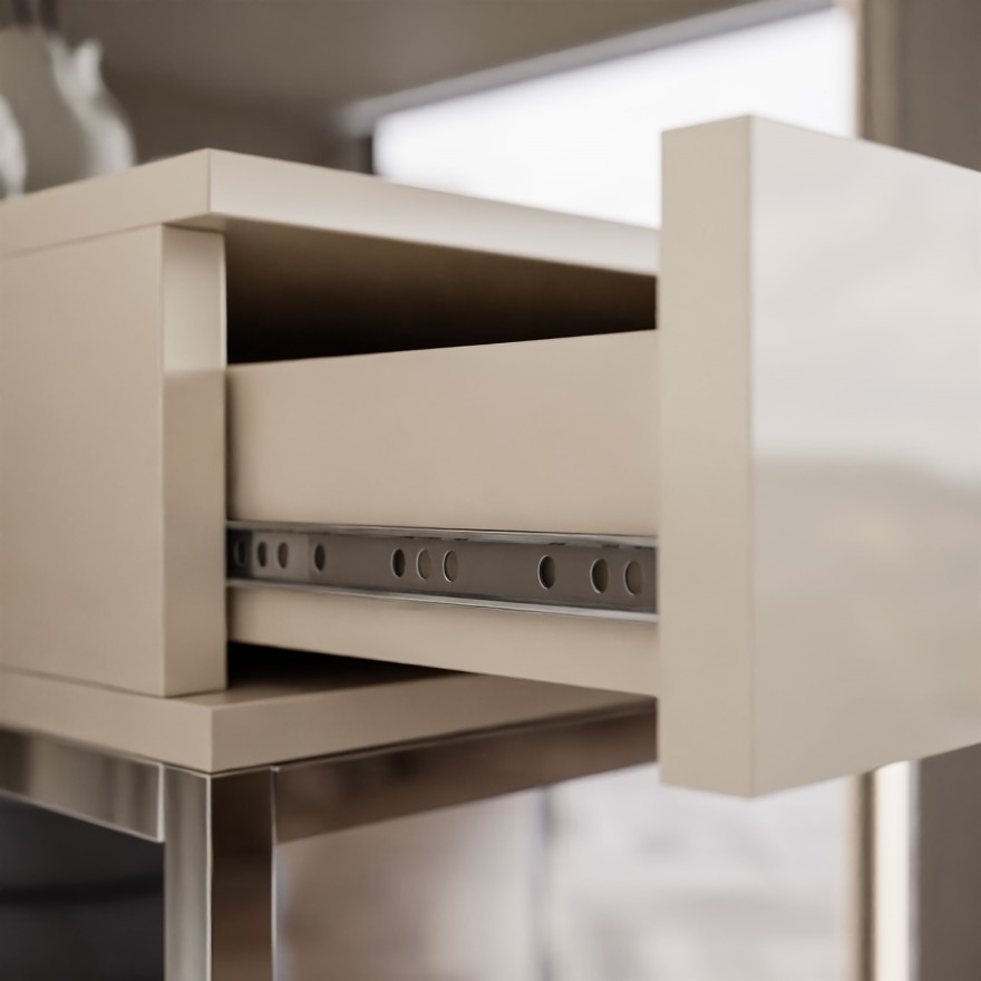 BLANCO GLAMOUR Konsole in Kaschmir auf verchromtem Gestell