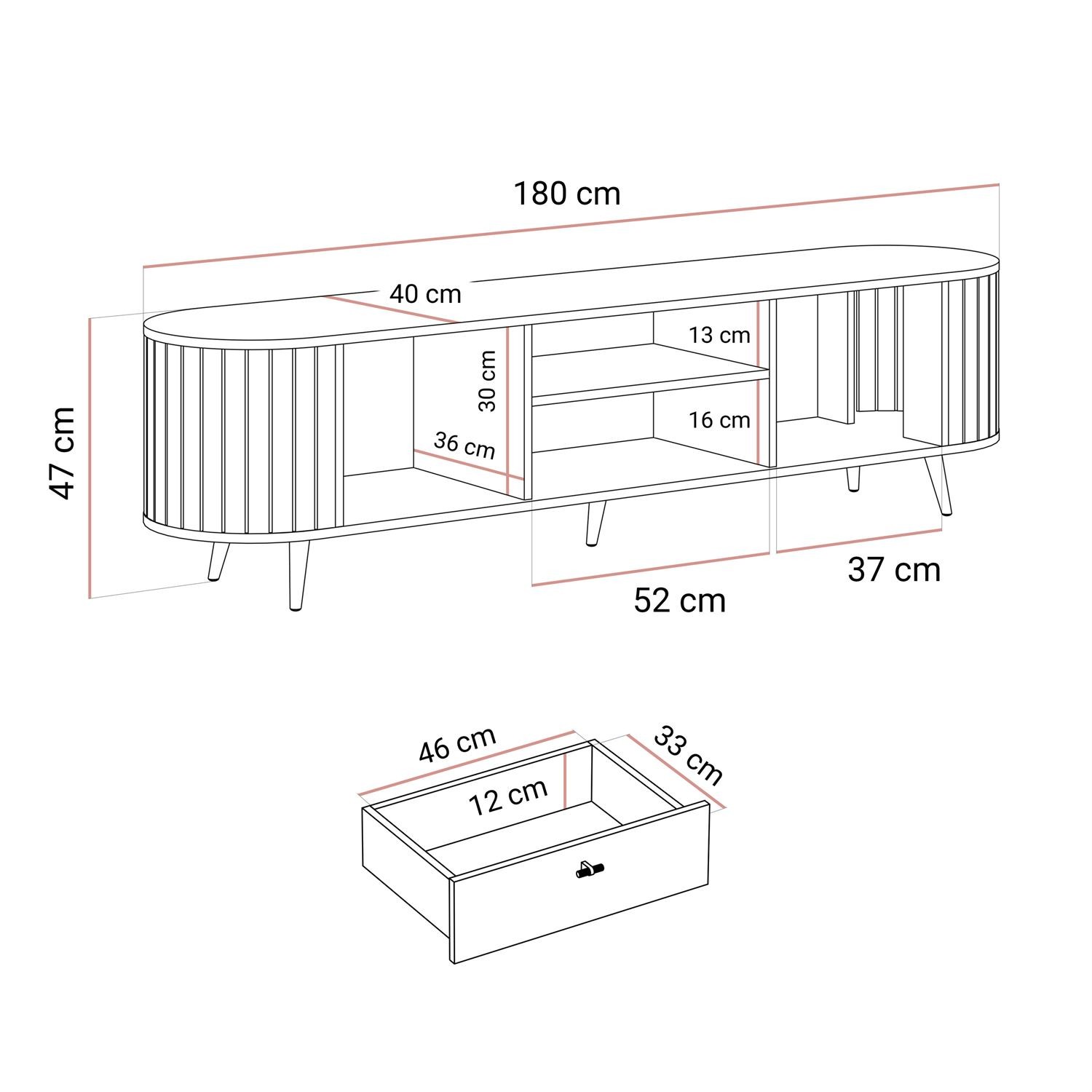 RTV-Schrank ELODIE II mit Schublade