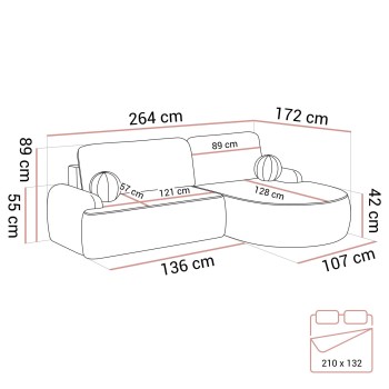 Runder Ecksofa CLEO mit Schlaffunktion
