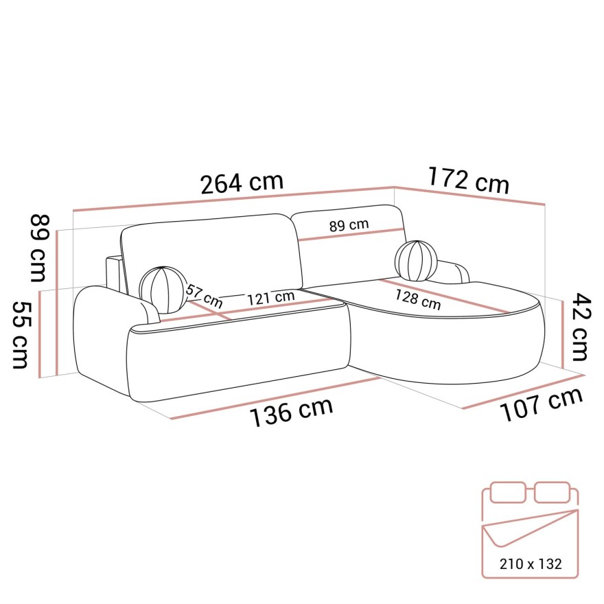 Runder Ecksofa CLEO mit Schlaffunktion