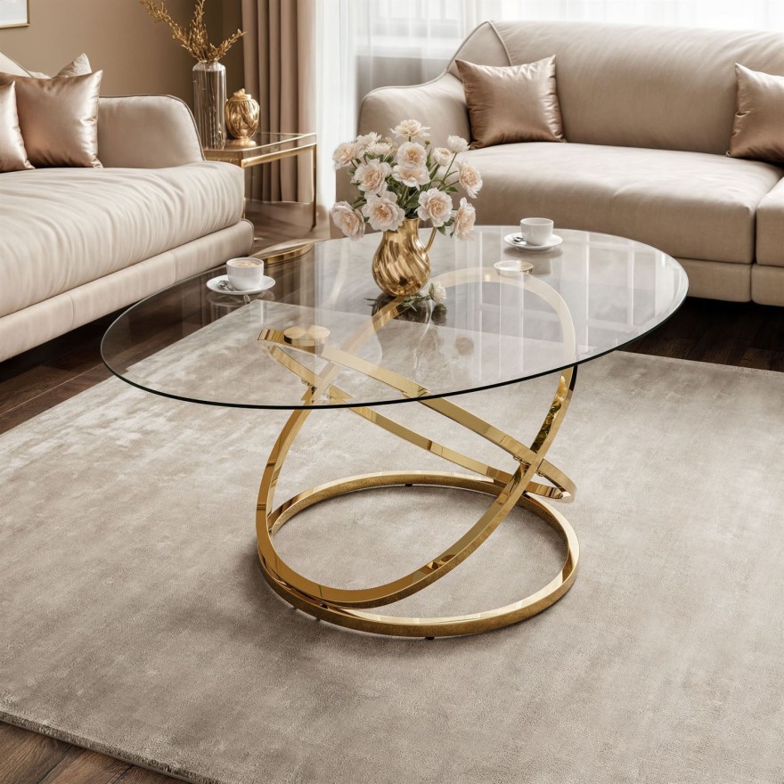 Couchtisch  BELLE mit Glasplatte