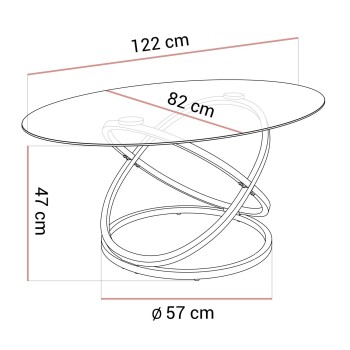 Couchtisch  BELLE mit Glasplatte