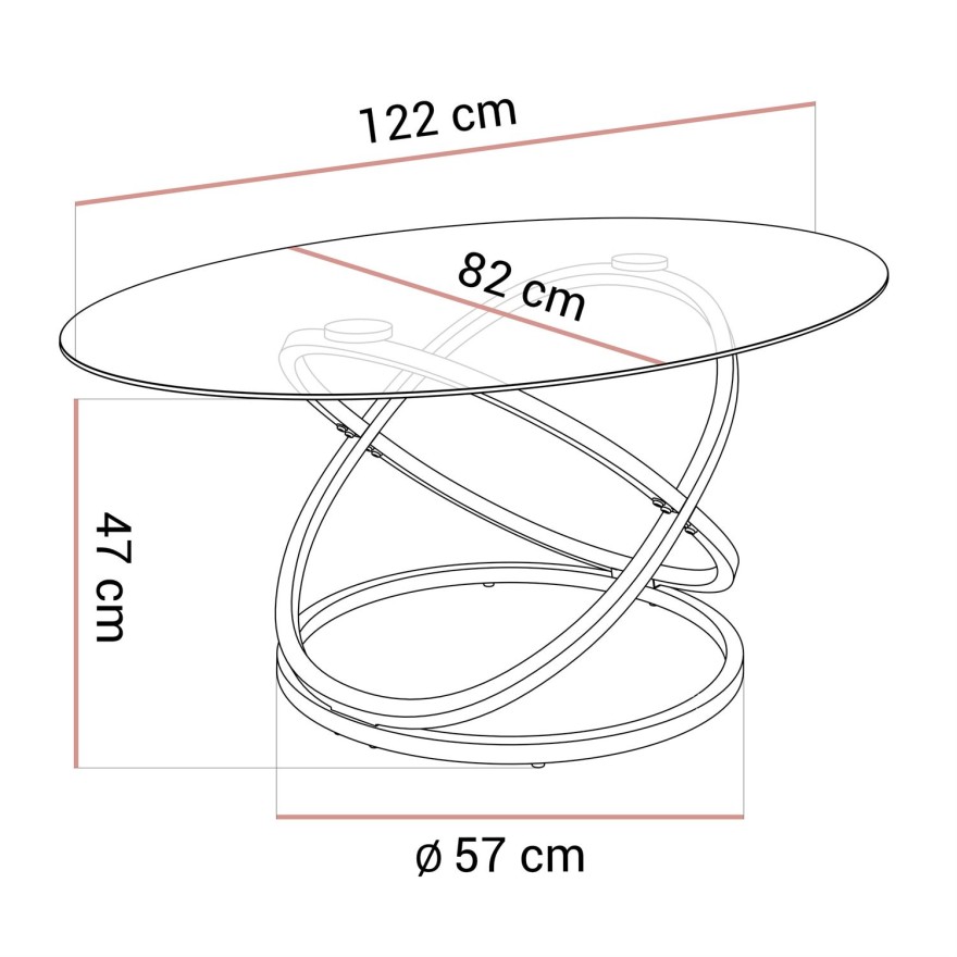 Couchtisch  BELLE mit Glasplatte