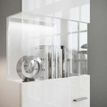 Stand und Hänge Vitrine VANCOUVER W9.029 weiß Hochglanz mit LED
