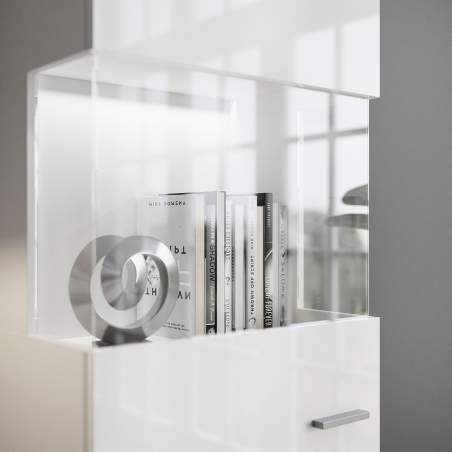 Stand und Hänge Vitrine VANCOUVER W9.029 weiß Hochglanz mit LED