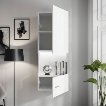 Stand und Hänge Vitrine VANCOUVER W9.029 weiß Hochglanz mit LED
