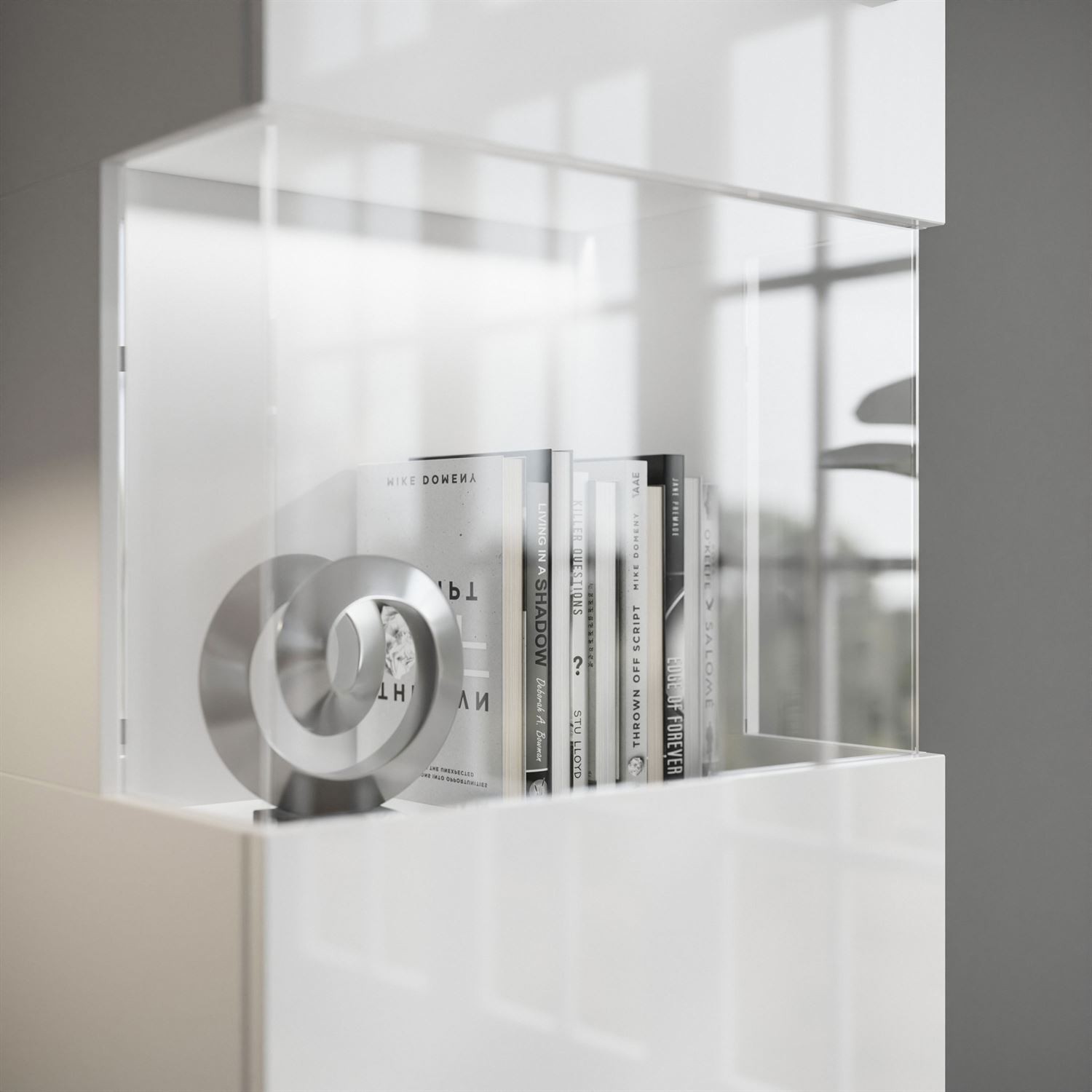 Stand und Hänge Vitrine VANCOUVER W9.029 weiß Hochglanz mit LED