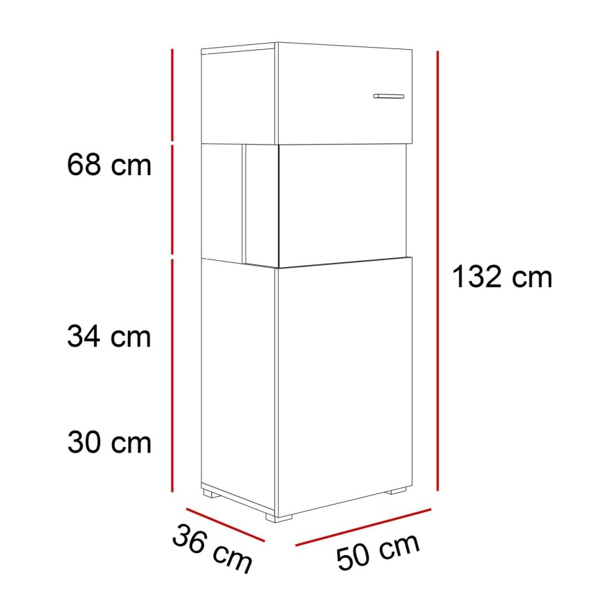 Stand und Hänge Vitrine VANCOUVER W9.029 weiß Hochglanz mit LED