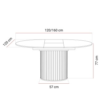 Ausziehbarer Tisch ELODIE 120–160 cm