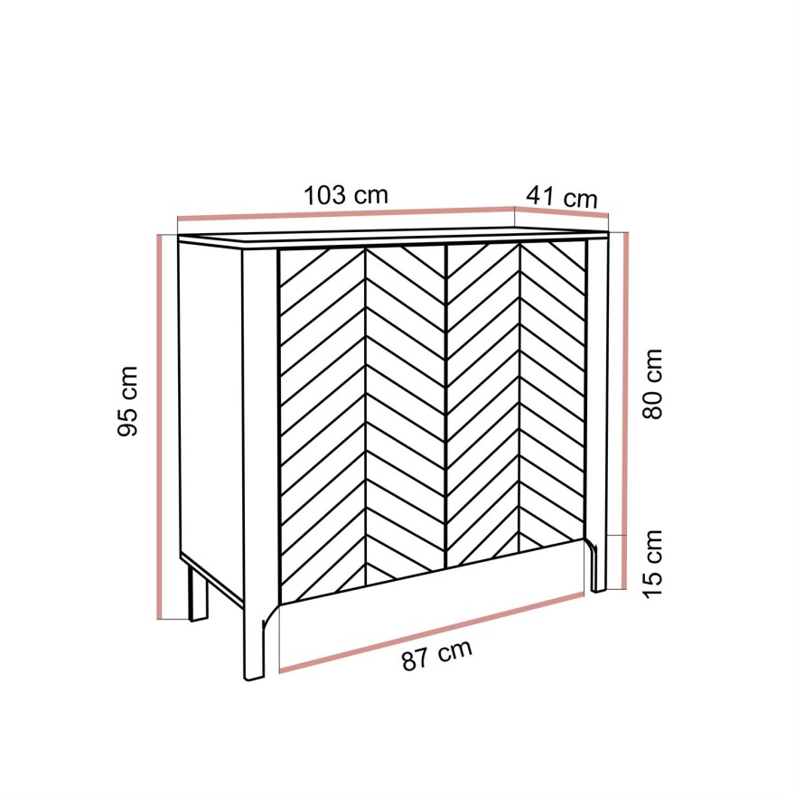 Zweitürige Kommode LUMI 103 cm