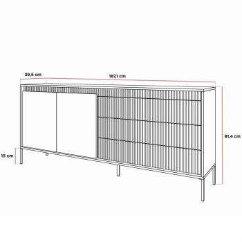 Zweitürige Kommode YASUMI 187 2D3S mit Schubladen