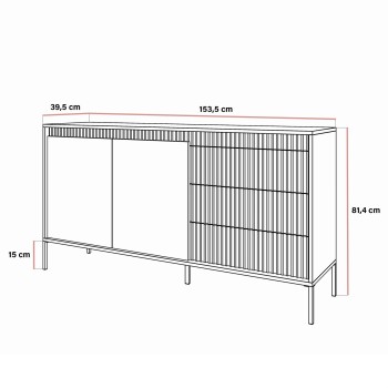 Zweitürige Kommode YASUMI 153 2D3S mit schubladen