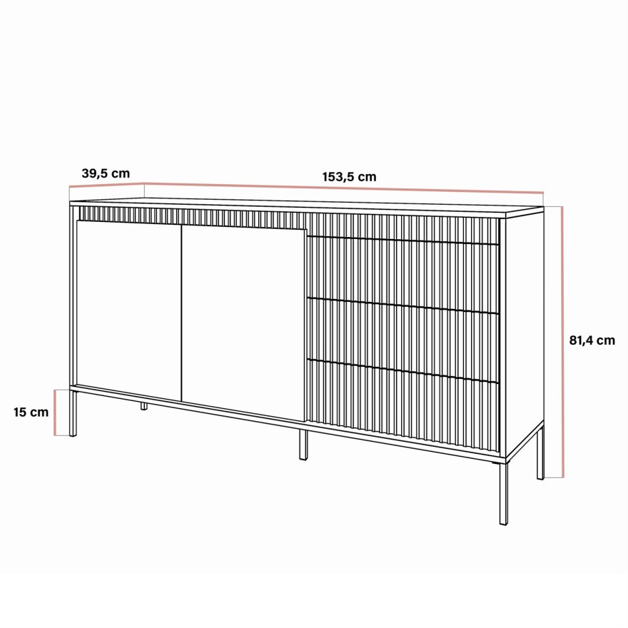 Zweitürige Kommode YASUMI 153 2D3S mit schubladen