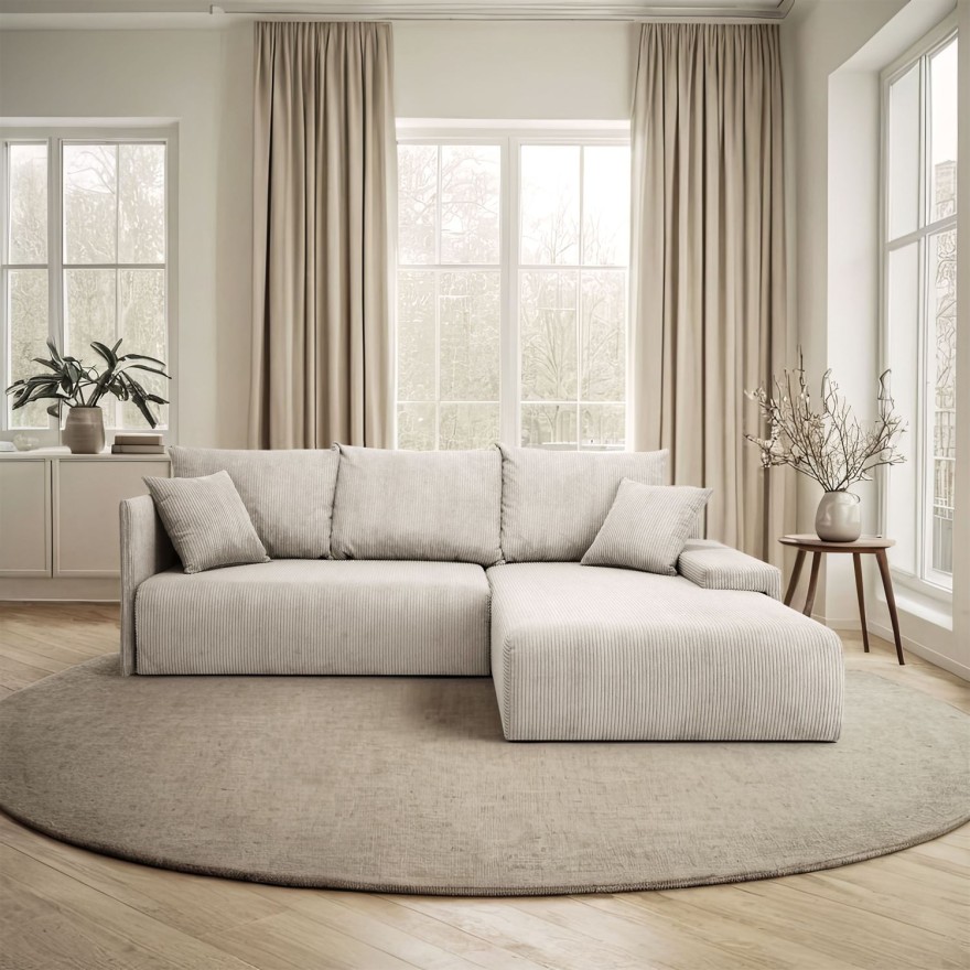 Ecksofa LAVIO L mit Schlaffunktion und Bettzeugkasten