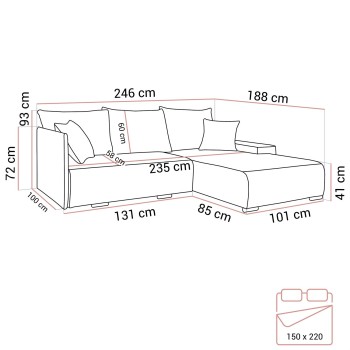 Ecksofa LAVIO L mit Schlaffunktion und Bettzeugkasten