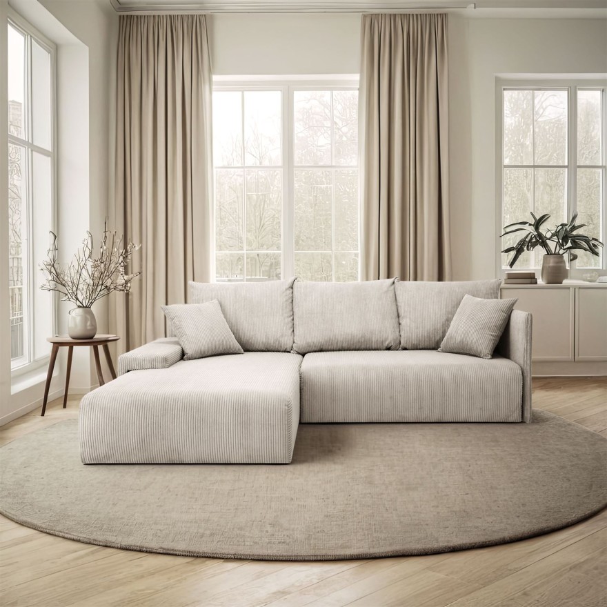 Ecksofa LAVIO L mit Schlaffunktion und Bettzeugkasten