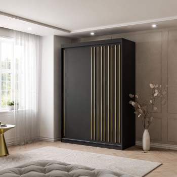 Schiebeschrank AURIS 150 cm mit goldenen Lamellen