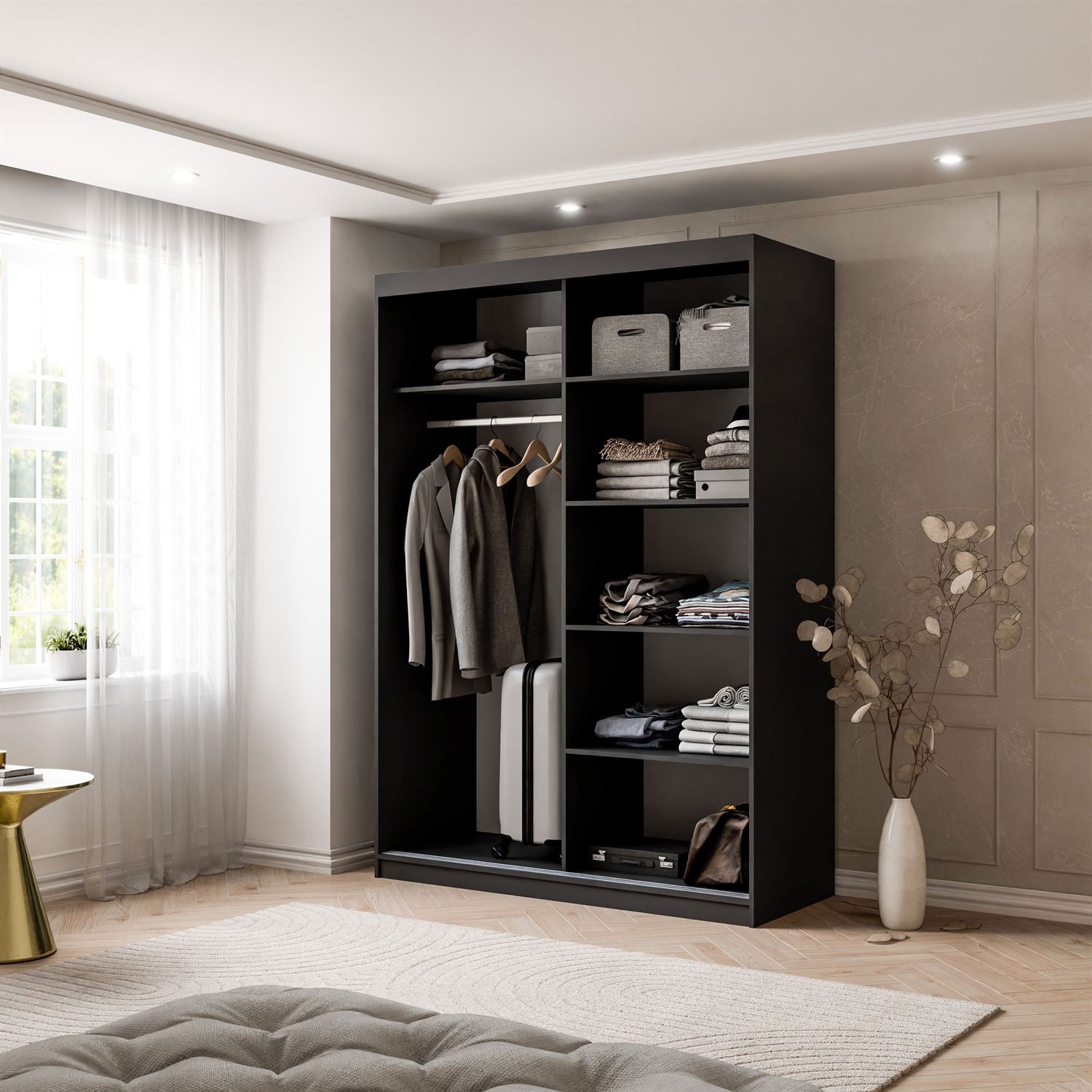 Schiebeschrank AURIS 150 cm mit goldenen Lamellen