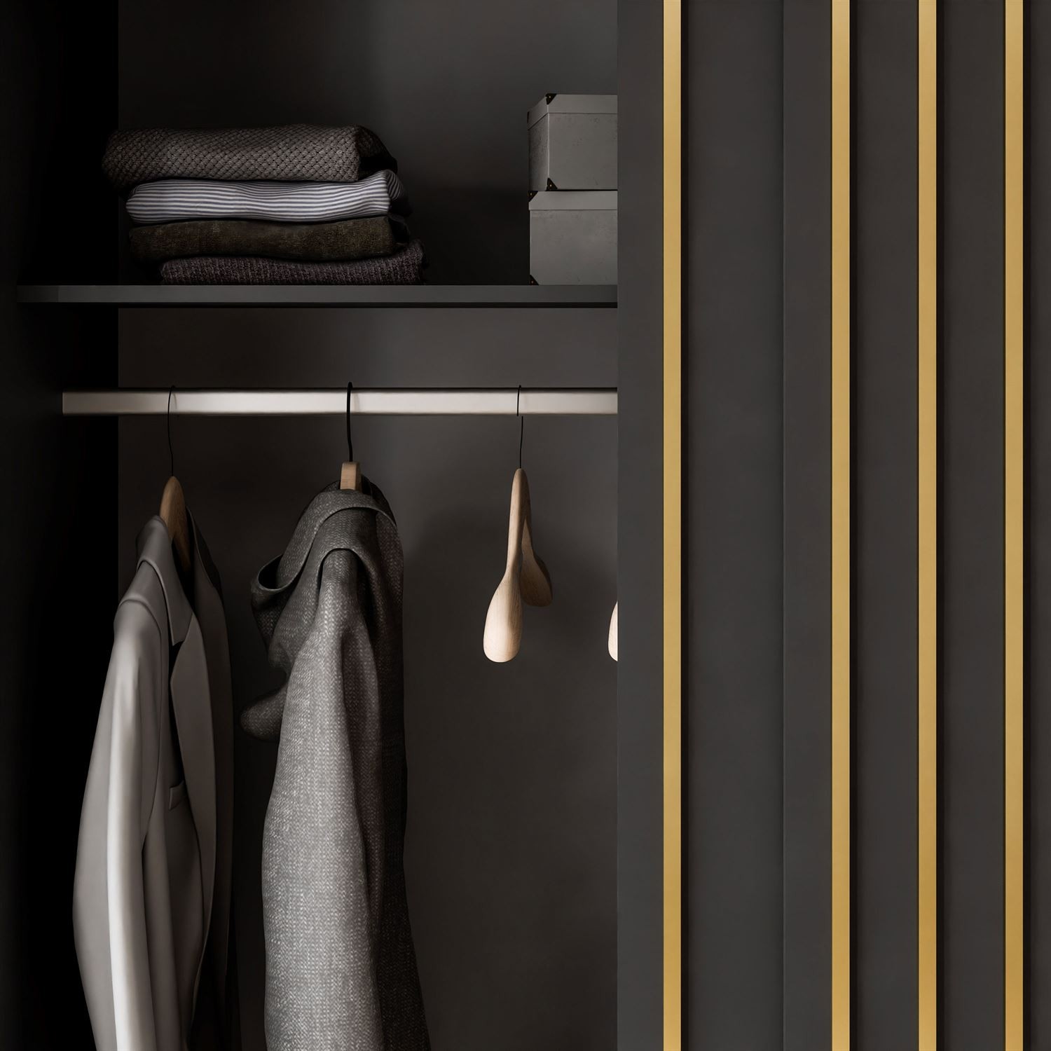Schiebeschrank AURIS 150 cm mit goldenen Lamellen