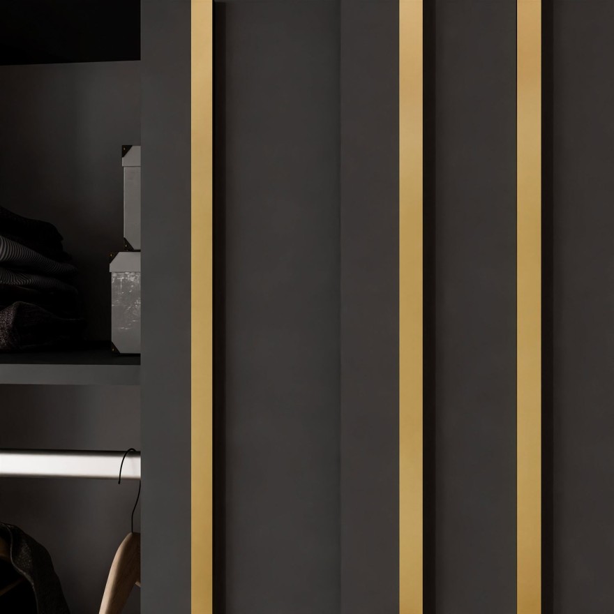 Schiebeschrank AURIS 150 cm mit goldenen Lamellen