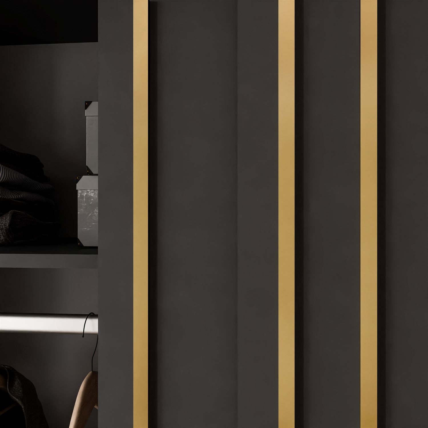 Schiebeschrank AURIS 150 cm mit goldenen Lamellen