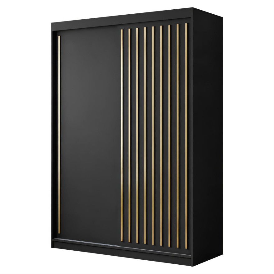 Schiebeschrank AURIS 150 cm mit goldenen Lamellen