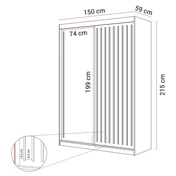 Schiebeschrank AURIS 150 cm mit goldenen Lamellen