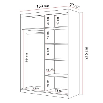Schiebeschrank AURIS 150 cm mit goldenen Lamellen