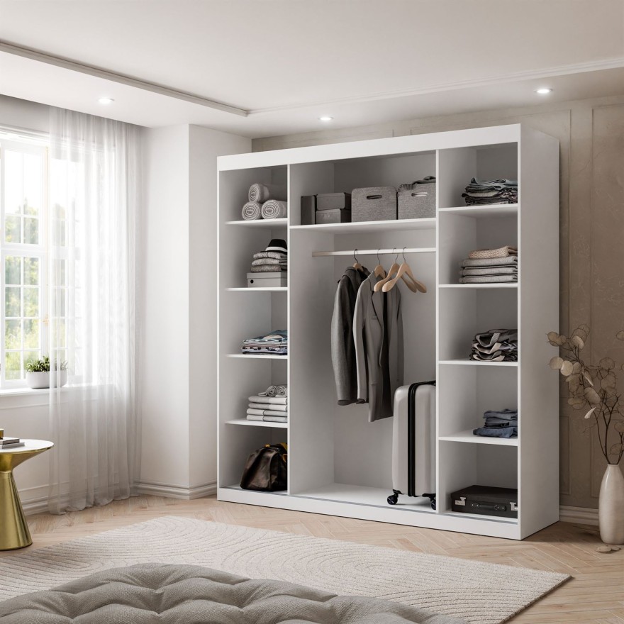 Schiebeschrank AURIS 200 cm mit goldenen Lamellen