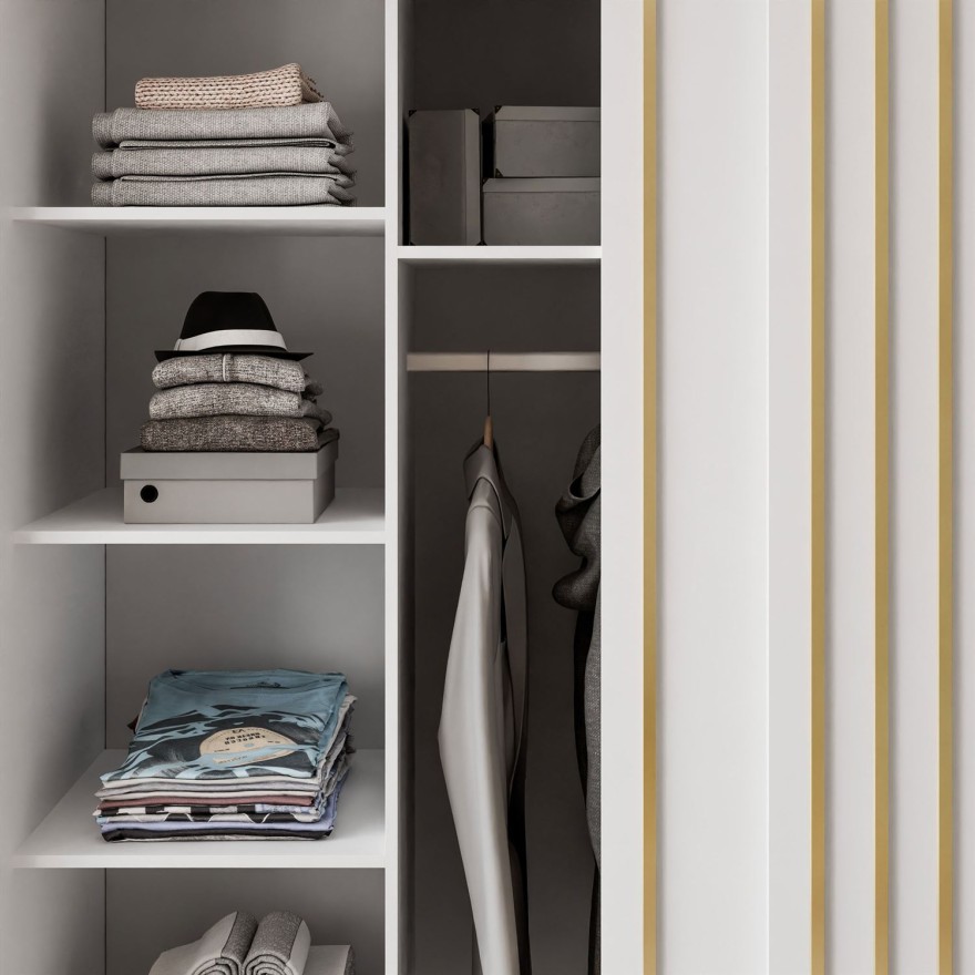 Schiebeschrank AURIS 200 cm mit goldenen Lamellen