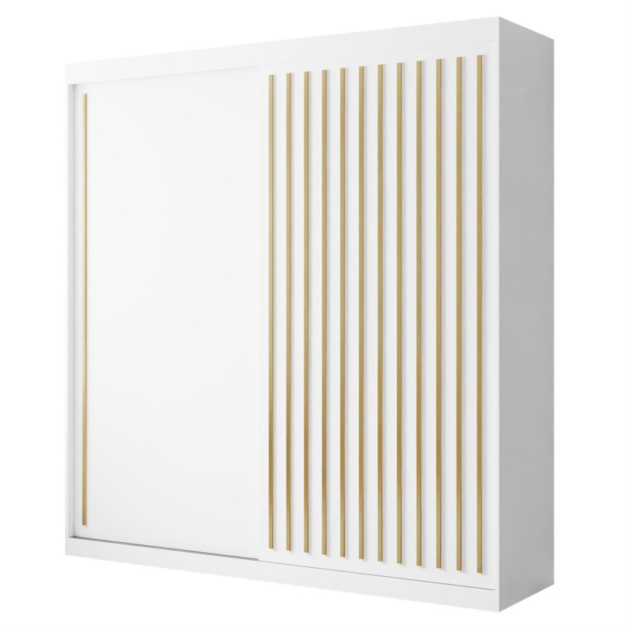 Schiebeschrank AURIS 200 cm mit goldenen Lamellen