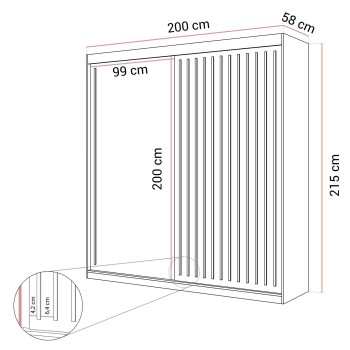 Schiebeschrank AURIS 200 cm mit goldenen Lamellen