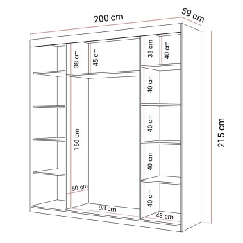 Schiebeschrank AURIS 200 cm mit goldenen Lamellen