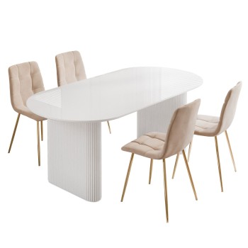 Esszimmer-Set OVI: Tisch mit 4 Stühlen