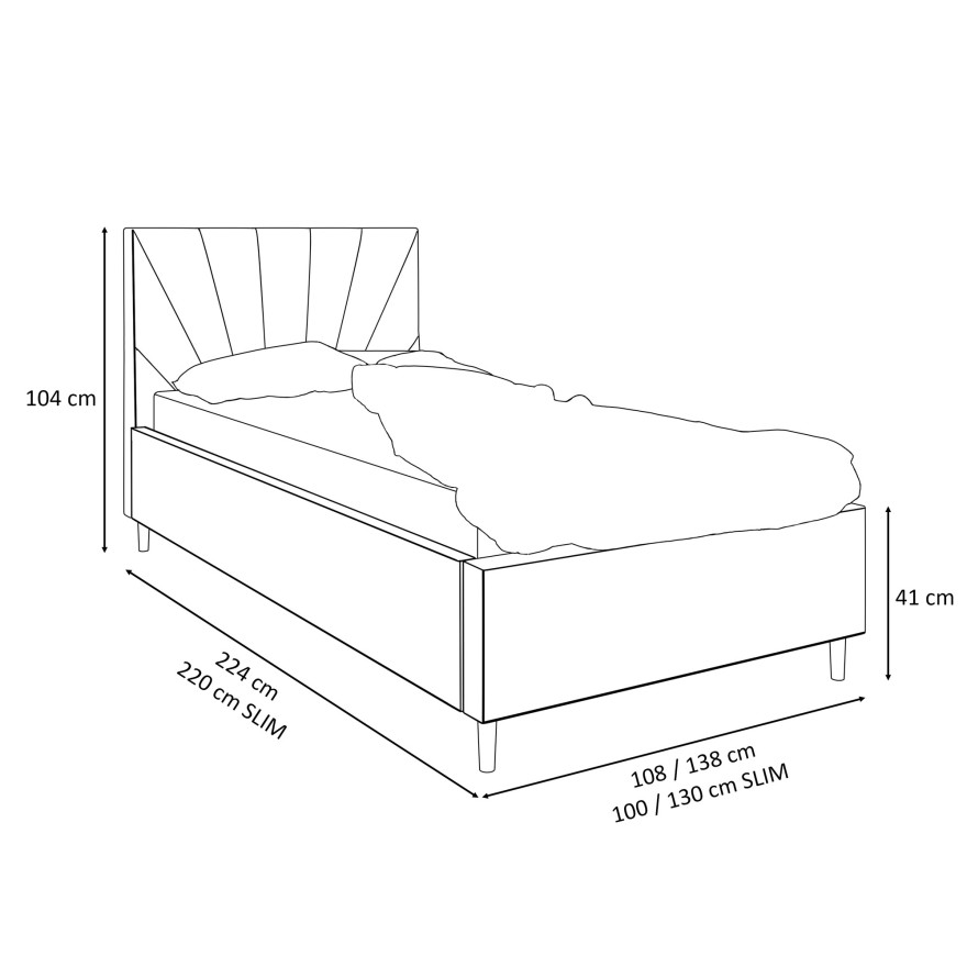 Gepolstertes Einzelbett AINA MINI 90/120x200 cm