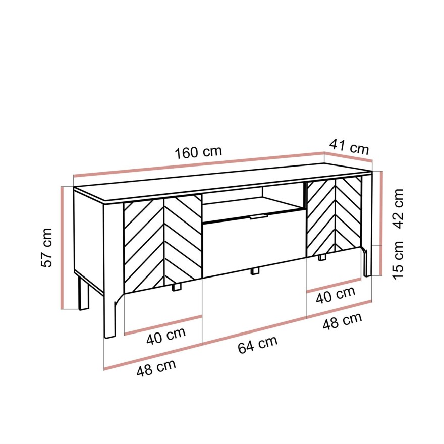 RTV-Schrank LUMI mit Schublade 160 cm