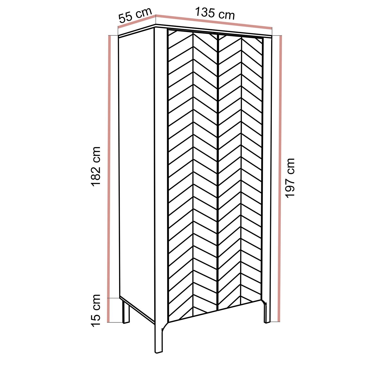 Zweitüriger Kleiderschrank LUMI 90 cm