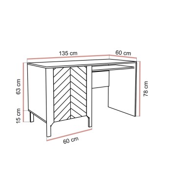 Schreibtisch LUMI mit Ablage unter der Tischplatte