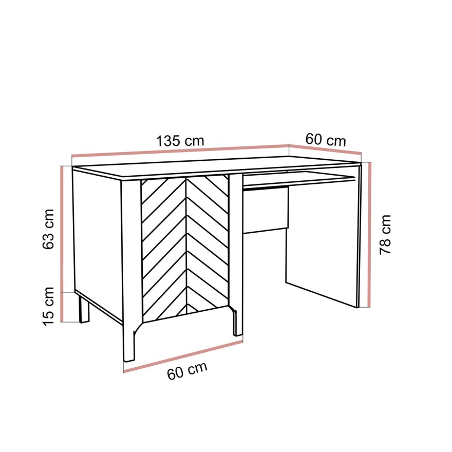 Schreibtisch LUMI mit Ablage unter der Tischplatte