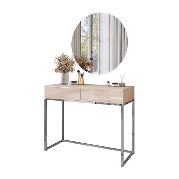 Schminktisch BLANCO GLAMOUR KASCHMIR auf verchromtem Gestell mit LED-Spiegel