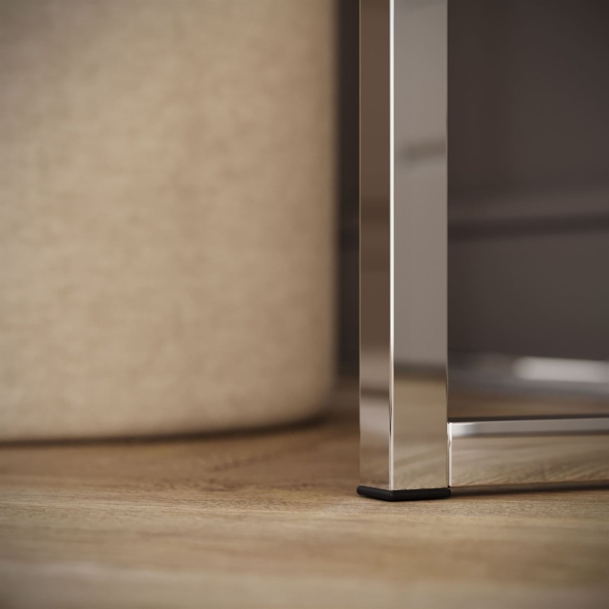 Schminktisch BLANCO GLAMOUR KASCHMIR auf verchromtem Gestell mit LED-Spiegel