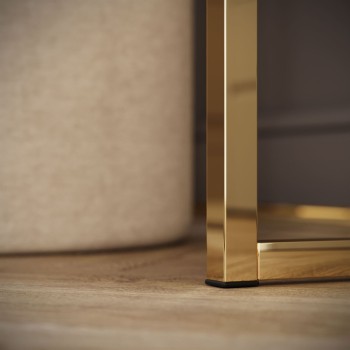 BLANCO GLAMOUR Kaschmir Schminktisch auf golden verchromtem Gestell mit LED-Spiegel