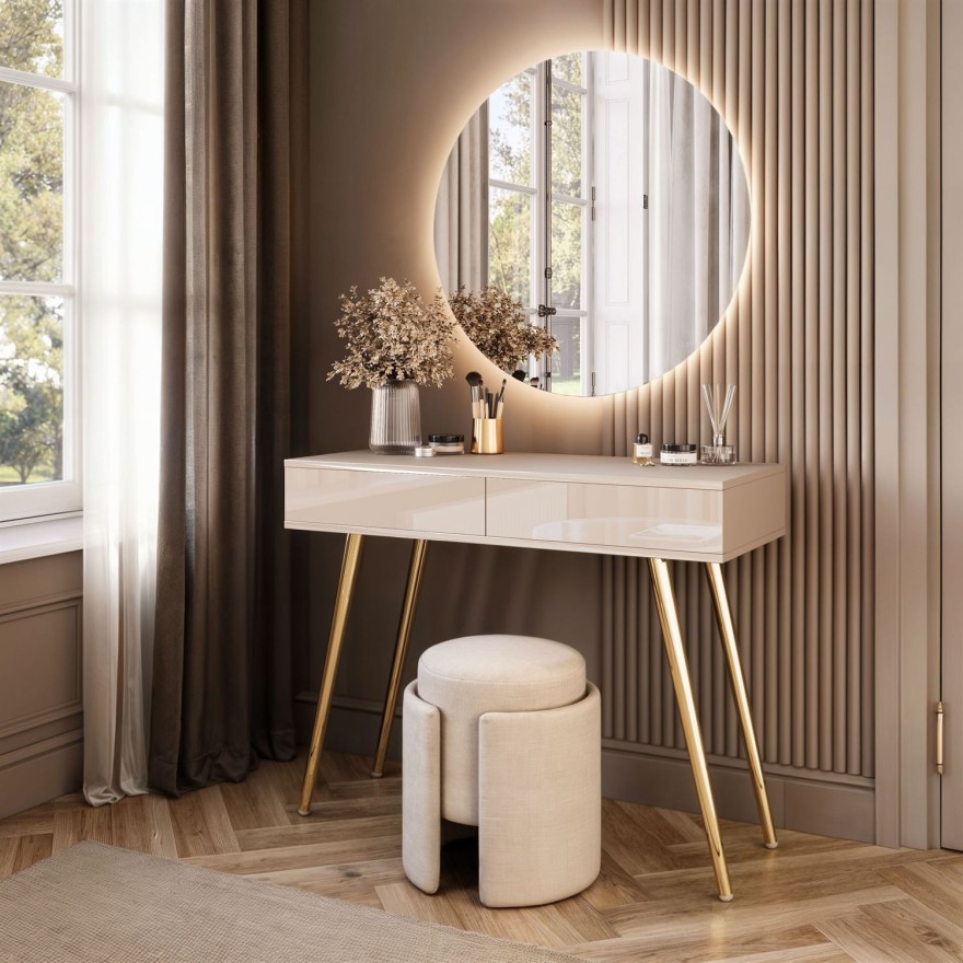 Schminktisch SIENNA GLAMOUR KASCHMIR mit LED-Spiegel