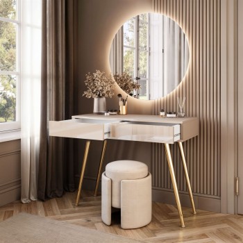 Schminktisch SIENNA GLAMOUR KASCHMIR mit LED-Spiegel