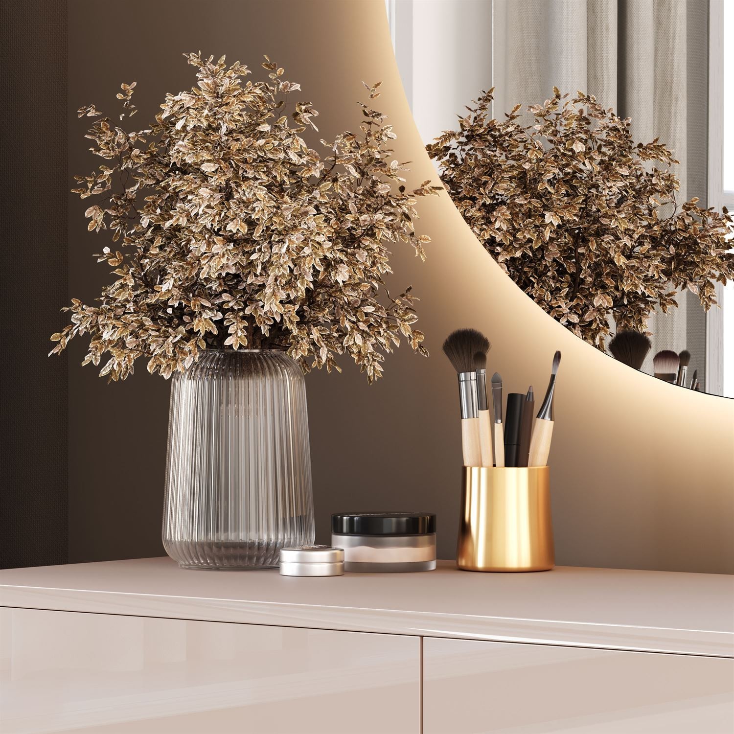 Schminktisch SIENNA GLAMOUR KASCHMIR mit LED-Spiegel