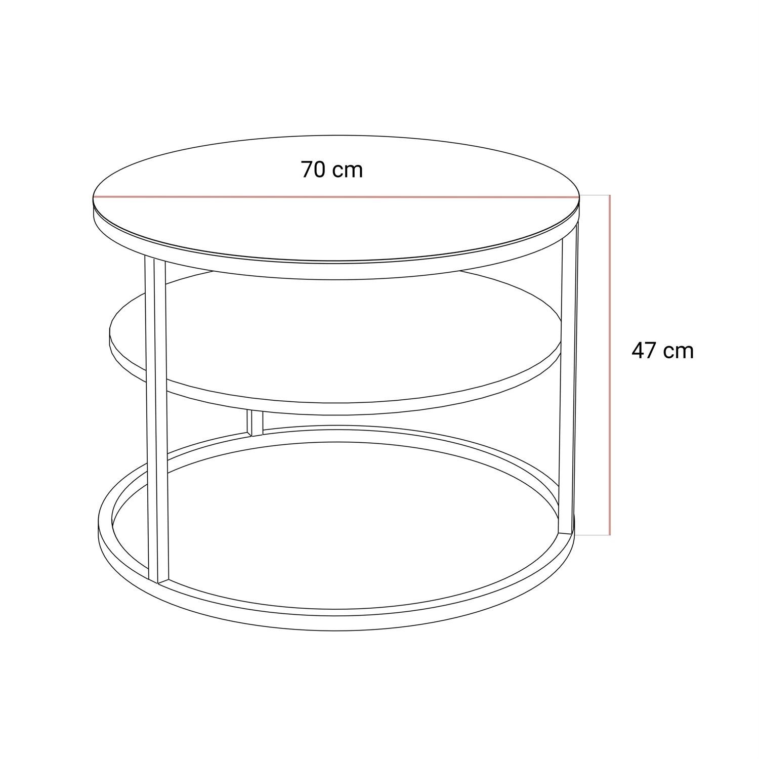 CIRI GLASS Couchtisch in Kaschmir mit Ablage