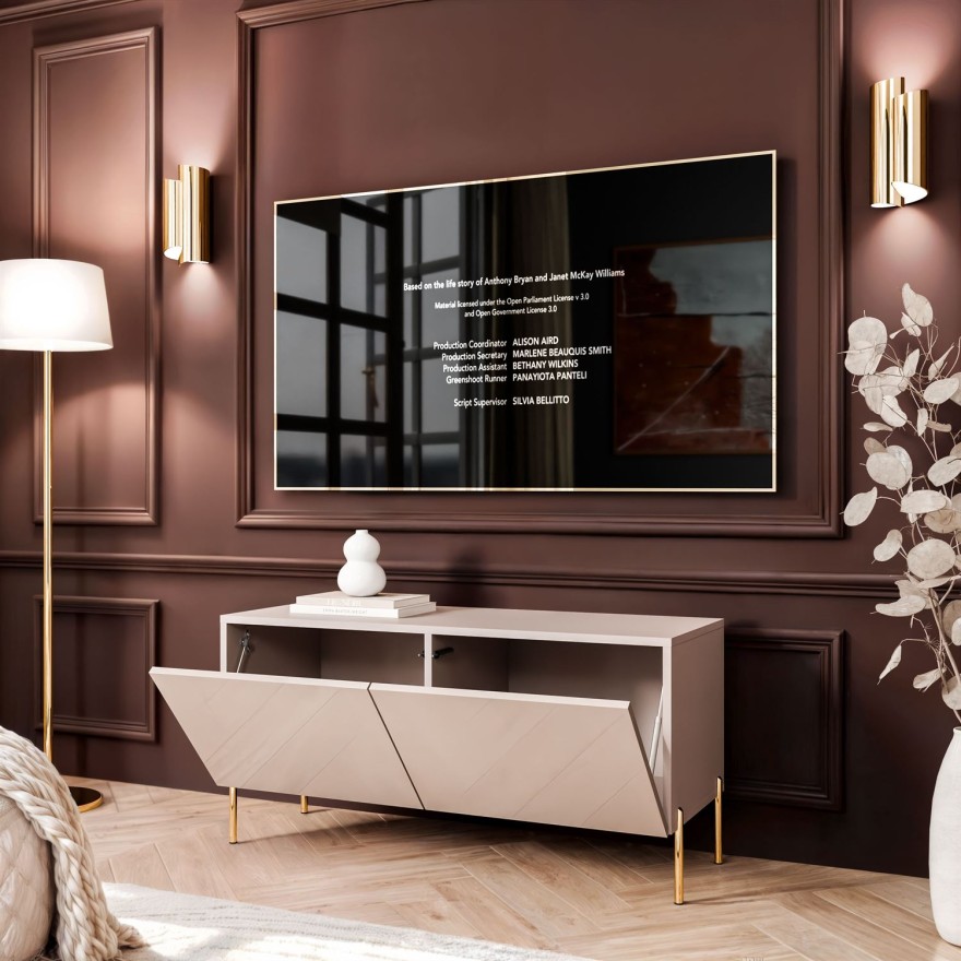 TV-Schrank COLGANTE 100 Kaschmir Hochglanz auf Füßen