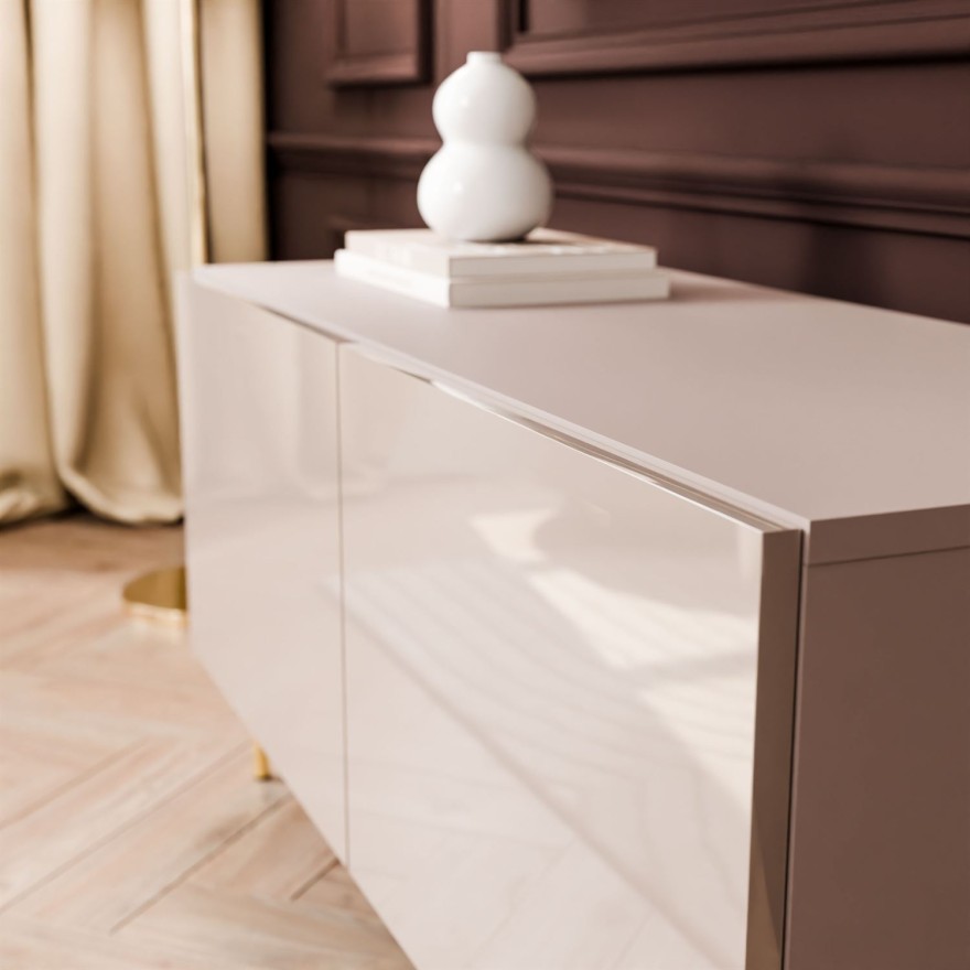 TV-Schrank COLGANTE 100 Kaschmir Hochglanz auf Füßen